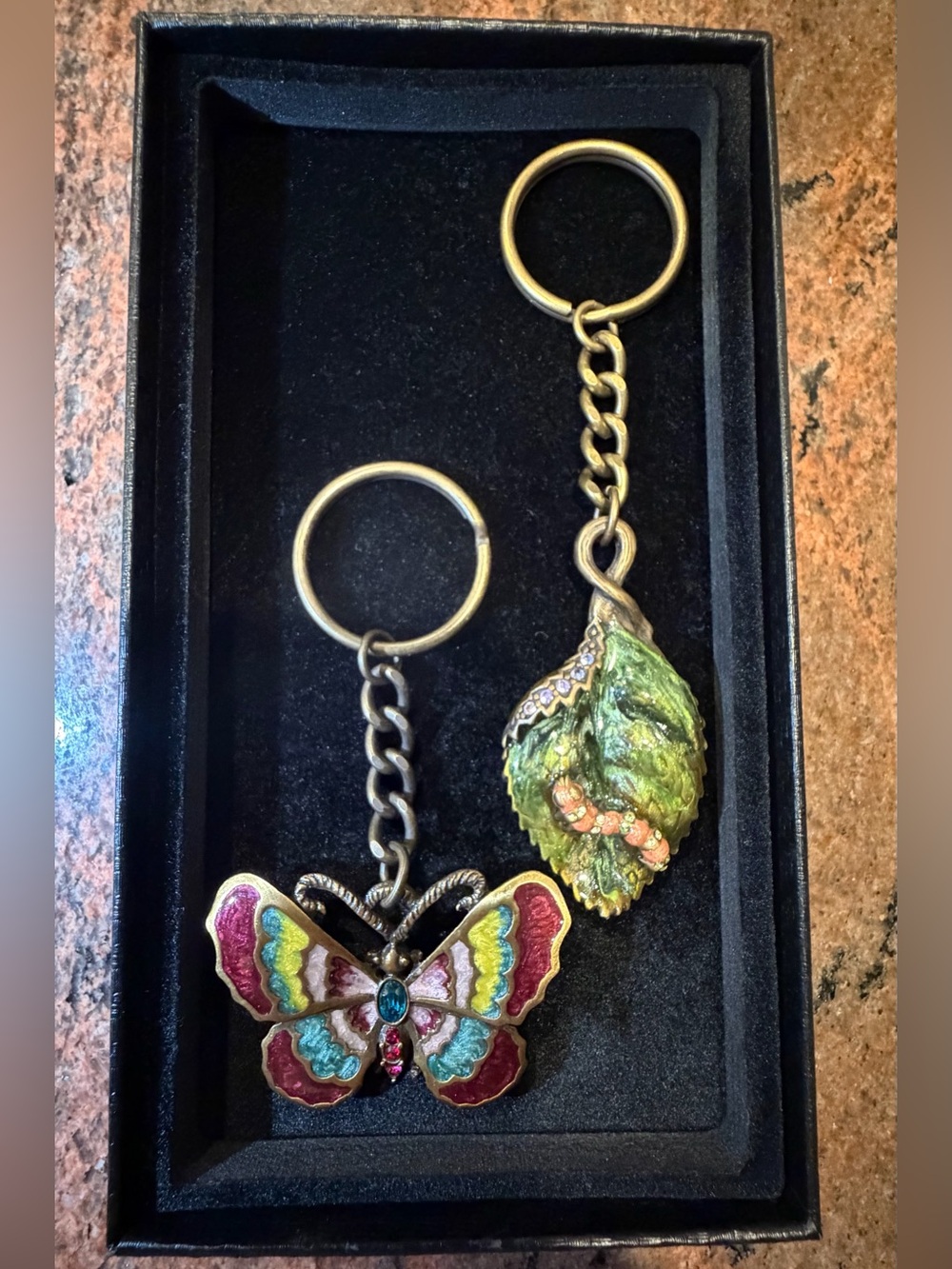 Jay Strongwater Butterfly & Caterpillar Key Holders Set of 2